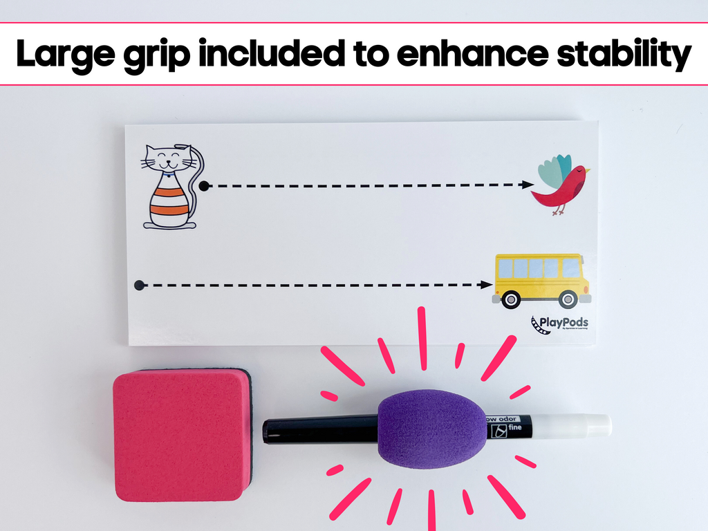 Large grip marker and eraser with activity card