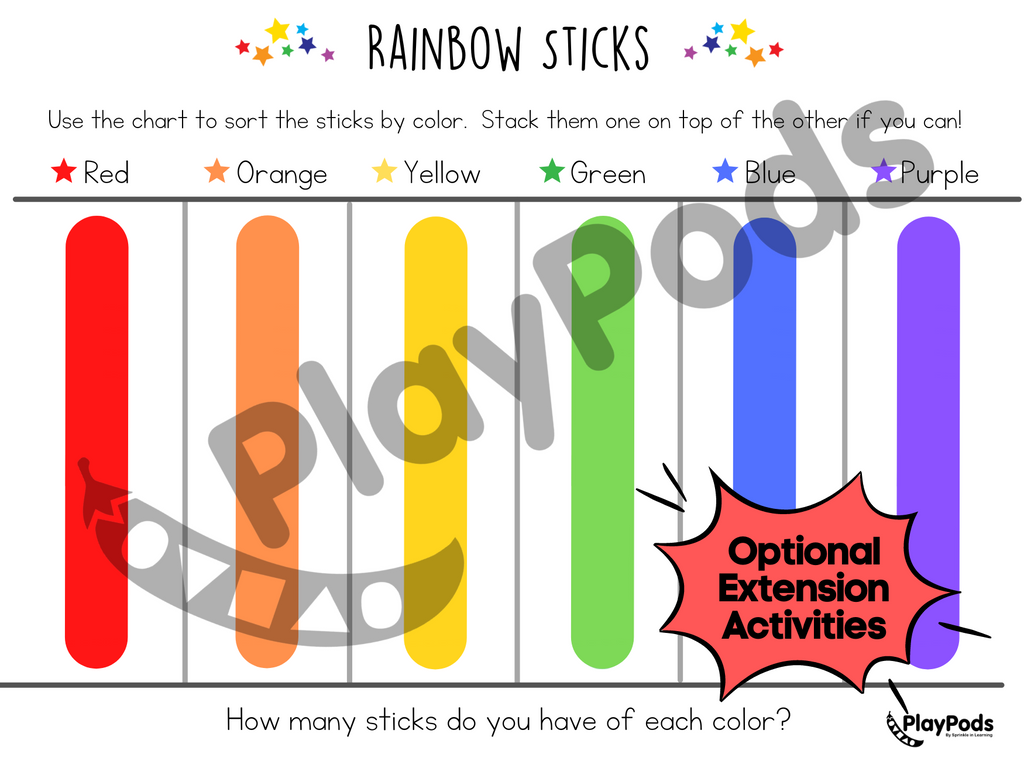 Extension activity instructing to stack colorful sticks