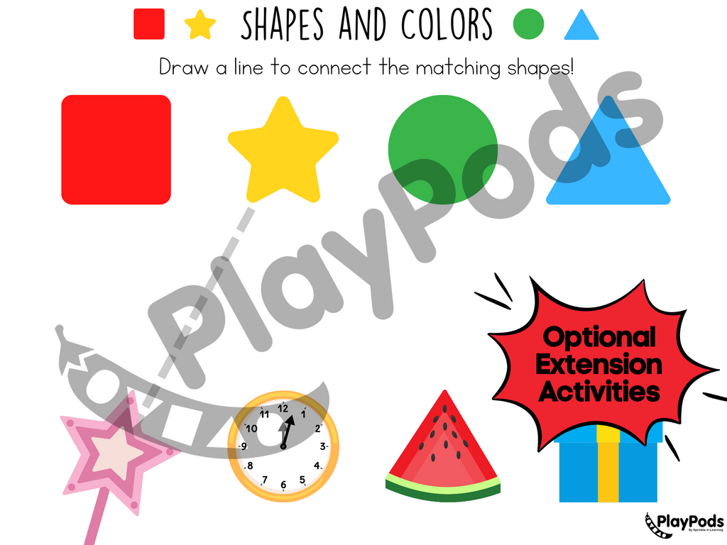 Shapes and colors extension activity card