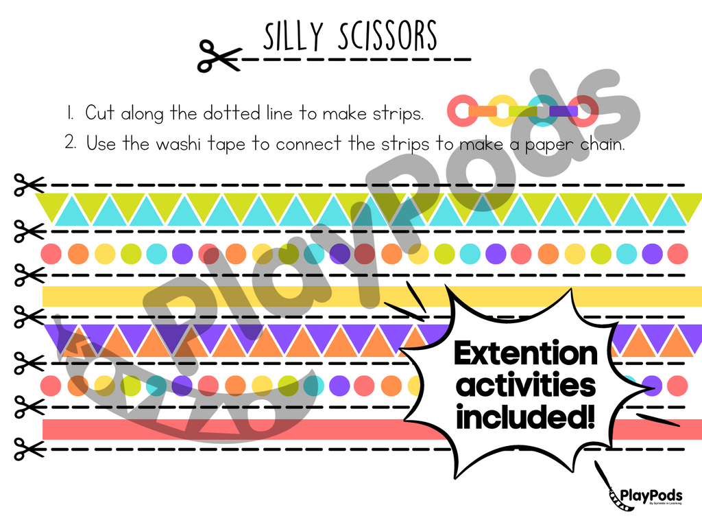 Activity instruction card for silly scissors