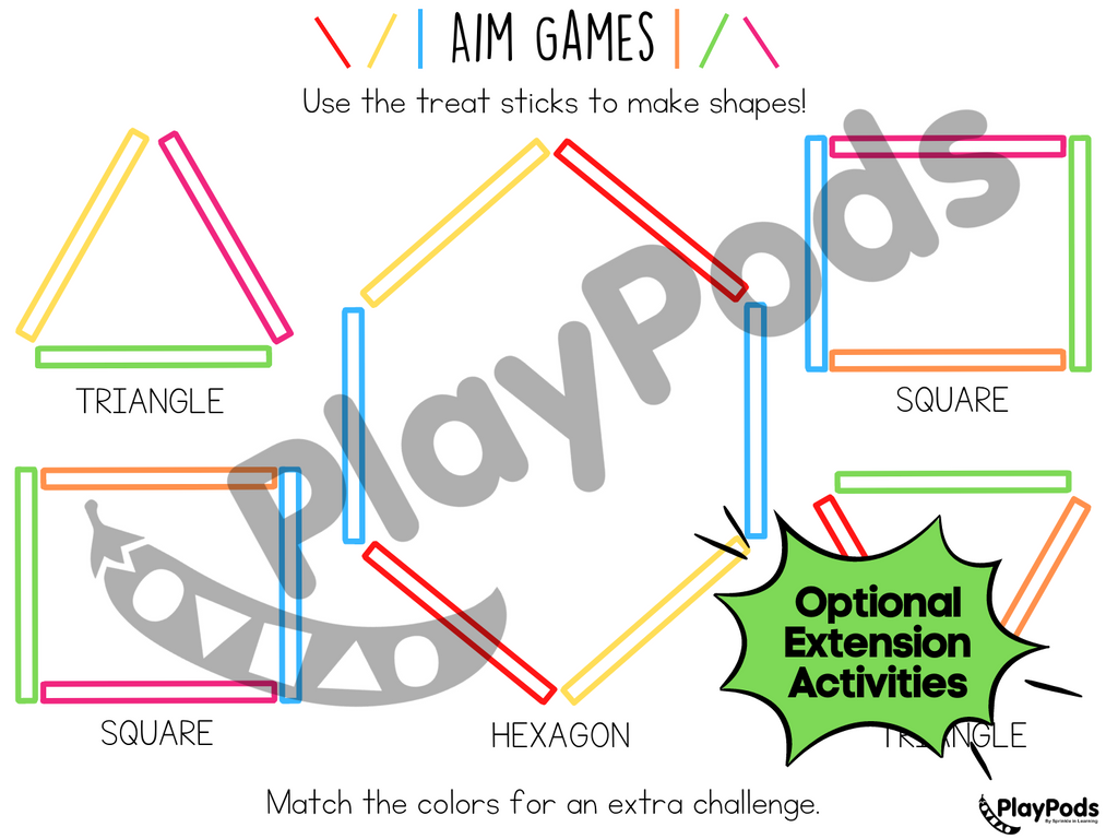 Activity card for colorful sticks